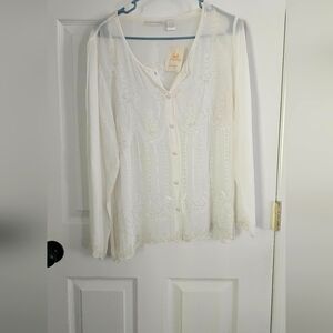 Soft Surroundings New Beaded Blouse Size M